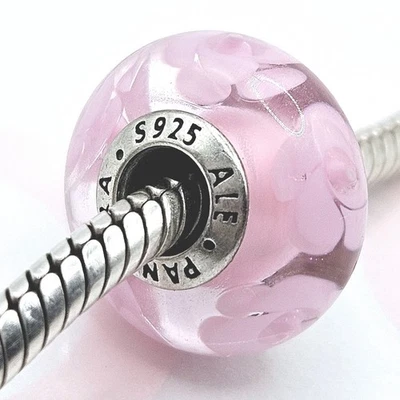 Pandora Charm "Murano Nostalgische Rosen" 791838 Rosa Glas Silber Original  - Bild 1 von 4