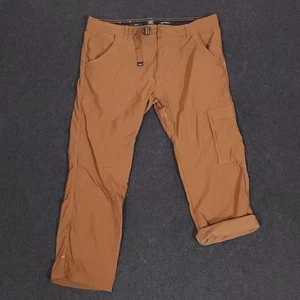 Prana Stretch Zion Pants Mens36x30 Slim Fit Brown Belted Hiking Outdoor Cargo - Picture 1 of 21