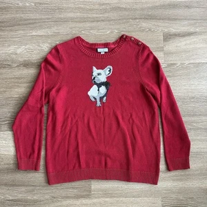 Charter Club French Bulldog Sweater Red Women’s XL - Picture 1 of 17