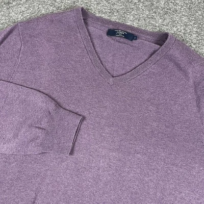 Suéter J Crew Para Hombre Grande Púrpura Algodón Cachemira Cuello en V Pullover Ligero Foto 1 de 4
