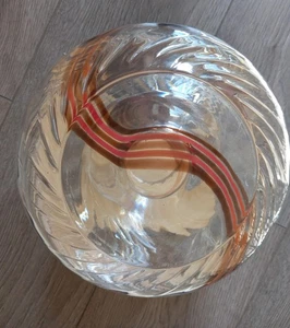 CAITHNESS Orange & Brown Swirl Crystal Glass  Large Fruit Bowl Heavy Base  MINT - Imagen 1 de 7