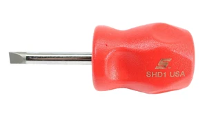 Herramientas a Presión NUEVO SHD1R .040 Cabeza Punta Plana ROJO Stubby Agarre Duro Destornillador EE. UU. - Imagen 1 de 4