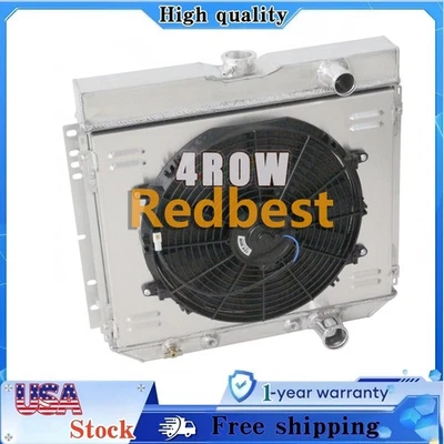 4Row Radiator+Shroud+14"Fan For 63-70 Ford Mustang Country Squire LTD 3.3L L6 V8 - Image 1 of 4