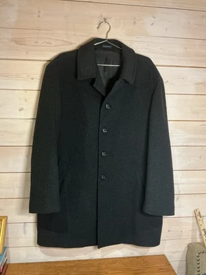 Stafford Performance Mens 42R Wool Blend Black Lined Over coat Top Coat Winter - Image 1 of 4