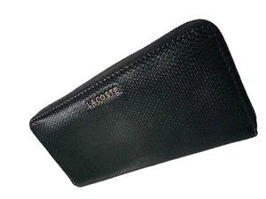 Lacoste Leather Pique Textured Black Zip Around Large Women’s Wallet - Picture 1 of 15