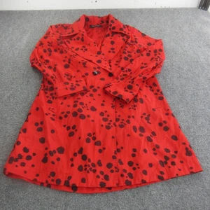 Mycra Pac Now Coat Womens Medium Large Red Black Spot Print Travel Made USA - Picture 1 of 10