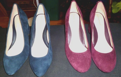 Taryn Rose Burgundy & Navy Suede Block Heels. Cushioned footbed (Size 7-B) - Image 1 of 4
