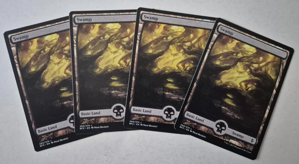 Magic The Gathering - MTG - Swamp - Battle for Zendikar - Full Art x 4 - NM - Image 1 of 1