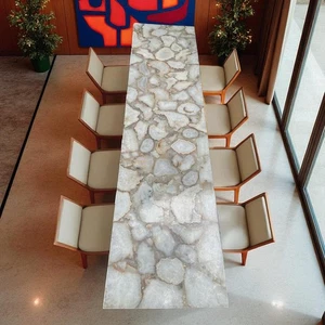 72"x24" White Agate Crystal Kitchen Slab Tabletop for Elegant Console Table Deco - Picture 1 of 9