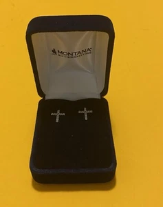 Orecchini croce argento argentieri Montana vintage - Foto 1 di 8