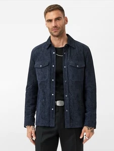 $898 NWT John Varvatos Jonah Suede Jacket Blue EU 54 USA 44 - Picture 1 of 14
