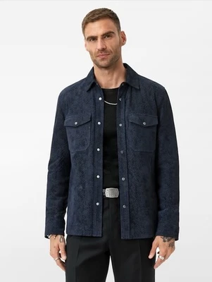 $898 NWT John Varvatos Jonah Suede Jacket Blue EU 54 USA 44 - Image 1 of 4