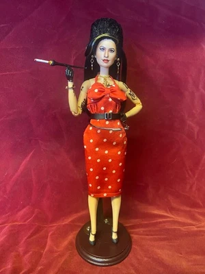 Amy Winehouse inspired Barbie doll in red spotted satin Betsey Johnson dress - Image 1 of 4