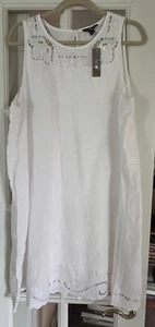 NWT NEW J.CREW Women's White Shift Linen Dress Cut Lace XXL $140 - Picture 1 of 8