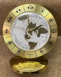 World Time Treasure Desk Clock by Chass Working Condition - Picture 1 of 8