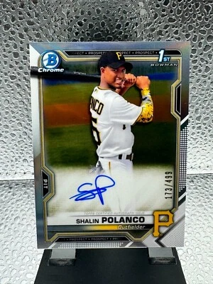 2021 Bowman Chrome Shalin Polanco 1st Bowman Auto Refractor /499 - Image 1 of 2