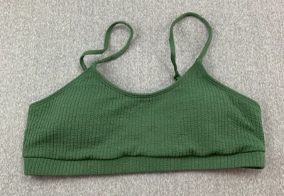 Bralette tejido texturizado bikini tankini traje de baño top mujer talla grande verde musgo Foto 1 de 4