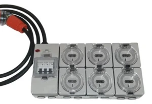 Adaptador de placa de alimentación portátil 32 Amp 1 fase 3 pines a 6 x 240v RCBO 10A tomas - Imagen 1 de 8