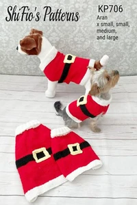 Knitting Pattern for santa dog coat, 4 sizes , aran yarn, KP706 - Picture 1 of 6