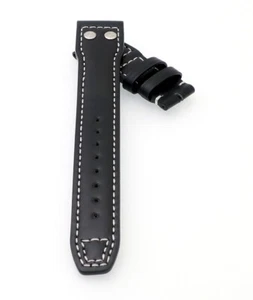 Kalbsleder Uhrenarmband mit Nieten Modell IW-36 schwarz 21 mm, kompatibel IWC - Bild 1 von 3