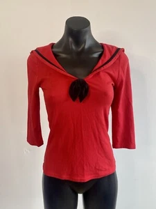 PINUP COUTURE Red 3/4 Sleeve Wide Collar Top Size XS - Picture 1 of 9