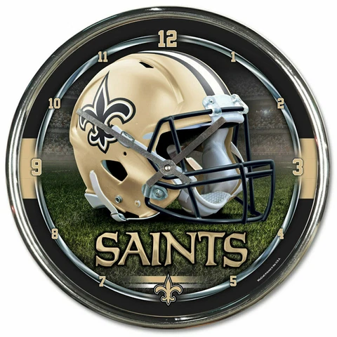 New Orleans Saints 12 Inch CHROME Clock by Wincraft -Perfect for Man Cave,Office Cover