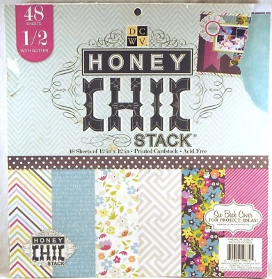 Pila de papel premium DCWV HONEY CHIC PARCIALMENTE USADA aproximadamente 25 hojas 1/2 brillo Foto 1 de 4