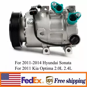 AC Compressor For 2011-2014 Hyundai Sonata 2011 Kia Optima 2.0L 2.4L Each - Picture 1 of 13