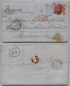 INGHILTERRA - 1873 - 3 pence (33-Tav 10) Lettera x Bordeaux 31.7 - PD rosso - Picture 1 of 1