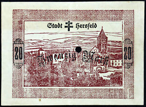 HERSFELD 1918 20 Mark w/Rarer Raised Seal Grossnotgeld German Notgeld Banknote