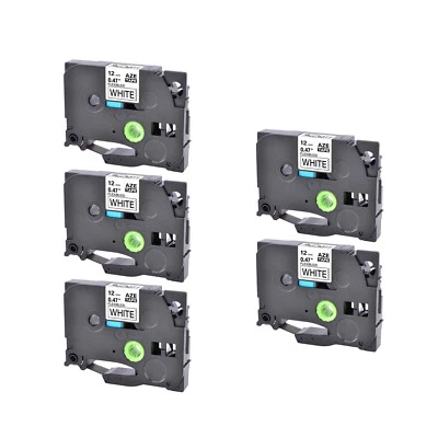 GREENCYCLE 5PK Compatible with Brother TZ-FX231 Flexible ID Black on White Label Tape 1/2"