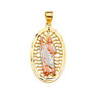 14K Tri Color Gold San Judas Pendant For Necklace or Chain