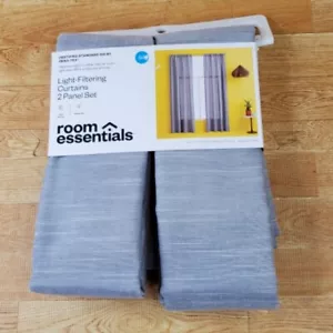2 Panels 42"x84" Light Filtering Window Curtain Panels Gray By Room Essentials - Picture 1 of 6