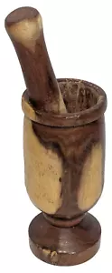 Wooden Mortar & Pestle Exotic Solid Wood 8" X 4" Havd Turned Imported VTG Used - Picture 1 of 11