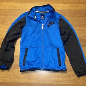 Nike Royal Blue Black Full Zip Boys Size 5/6 Yrs Medium Poly Track Coat - Picture 1 of 10