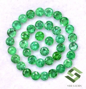 5.30 CTS Natural Emerald Round Cut 3.25 mm Lot 40 Pcs Calibrated Loose Gemstones - Picture 1 of 6