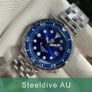 Steeldive SD1975, TUNA, NH35, Sapphire, Lume, Blue,Diving, 5-Link Bracelet, BNIB - Picture 1 of 15