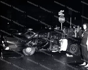 Police Car Accident Crash 7th & Jefferson St Oakland 1960 Original 4x5 Negative - Picture 1 of 2