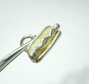VINTAGE HOTDOG HOT DOG BRÖTCHEN BALLSPIEL 3D CHARM ANHÄNGER STERLINGSILBER 925. - Bild 1 von 11