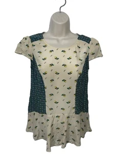 Anthropologie Maeve Women's Size 2 Fluttered Oak Acorn Top 100% Silk - Picture 1 of 10