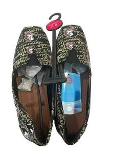 NEW Florida State College Seminoles Canvas Shoes Womens M (7-8) Black Slip On - Picture 1 of 3