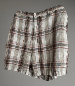 Pantalones Cortos Chinos Tommy Bahama Para Hombres Tostado/Marrón A Cuadros Lino Seda Informales Bolsillos Talla 42 - Imagen 1 de 14