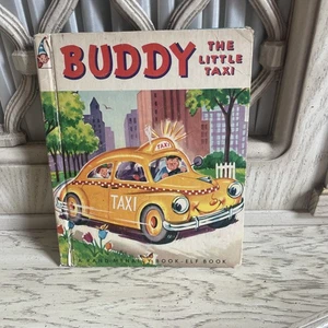 BUDDY THE LITTLE TAXI Alf Evers Vintage Children’s Rand McNally TIP TOP Elf Book - Imagen 1 de 8