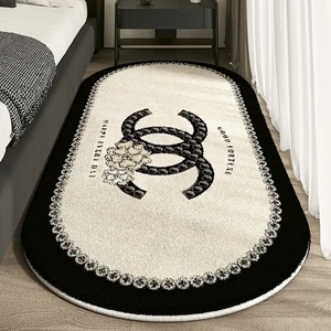Alfombra de cama ovalada imitada de cachemir alfombra antideslizante para sala de estar y dormitorio - Imagen 1 de 20