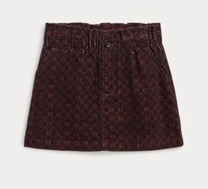 Polo Ralph Lauren 13" Girls Cotton Patterned Dark Red Skirt Size 10 - Picture 1 of 3