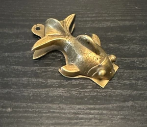 Vintage Brass Koi Fish Clip Note Holder Wall Mount Paper Clip - Picture 1 of 6