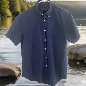 Ralph Lauren Nadelstreifen Seersucker Button Hemd Herren M Blau Preppy Academia Boho - Bild 1 von 12