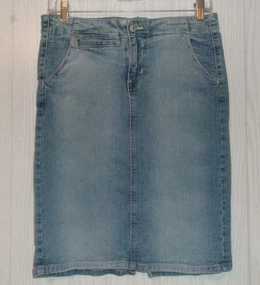 Falda lápiz vaquera vintage azul asfalto 5 JR. bolsillos leve angustia usada en excelente estado Foto 1 de 4