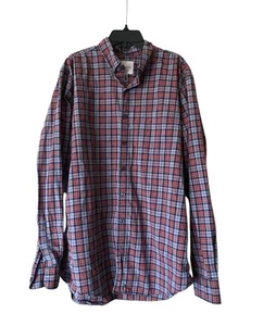 American Eagle Button Front Long Sleeve Shirt Men's Large Tall LT Cotton Plaid - Picture 1 of 2