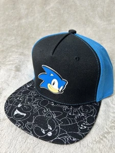 Sonic The HEDGEHOG Adjustable BASEBALL CAP HAT Flat Brim One Size Black Blue - Picture 1 of 8